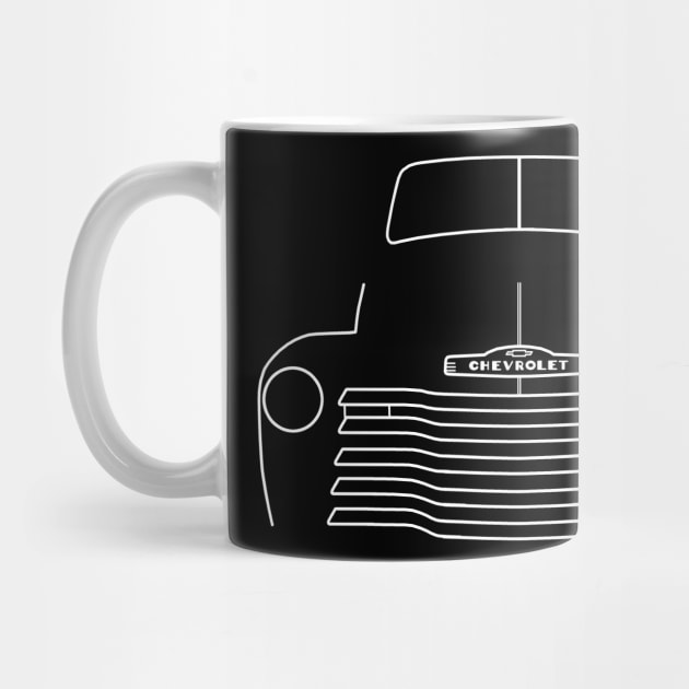 1949 Chevy 3100 stepside classic pickup truck outline graphic (white) by soitwouldseem